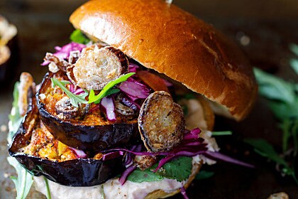 vegan burger met aubergine